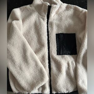 Sanctuary Cream Sherpa Jacket with Black Accents